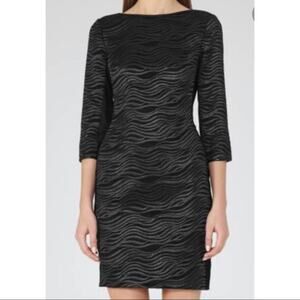 Reiss Lennox Bodycon Pewter Black Special Occasion 3/4 Sleeve  Dress Size 0 NWT